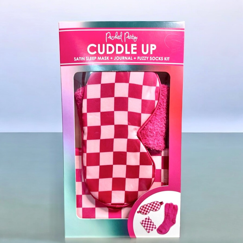 Packed Party Cuddle Up 3 Piece Gift Set | Eye Mask, Socks & Journal | NEW